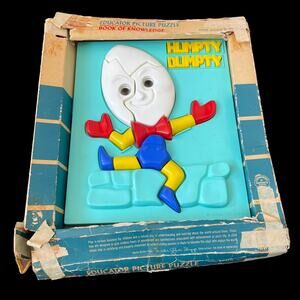 Vintage Ideal Toy Humpty Dumpty Puzzle Educator Picture Plastic MCM Child READ